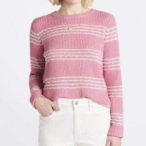 Pink Clover L Pink & White Striped Nickole Textured Sweater